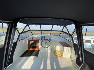 Cockpit of Atlas, a Tyvano 1400 motorboat at Heukelum, Netherlands