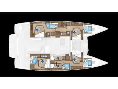 Floor plan of SMILEY, a Lagoon 55 catamaran at Le Gosier, France