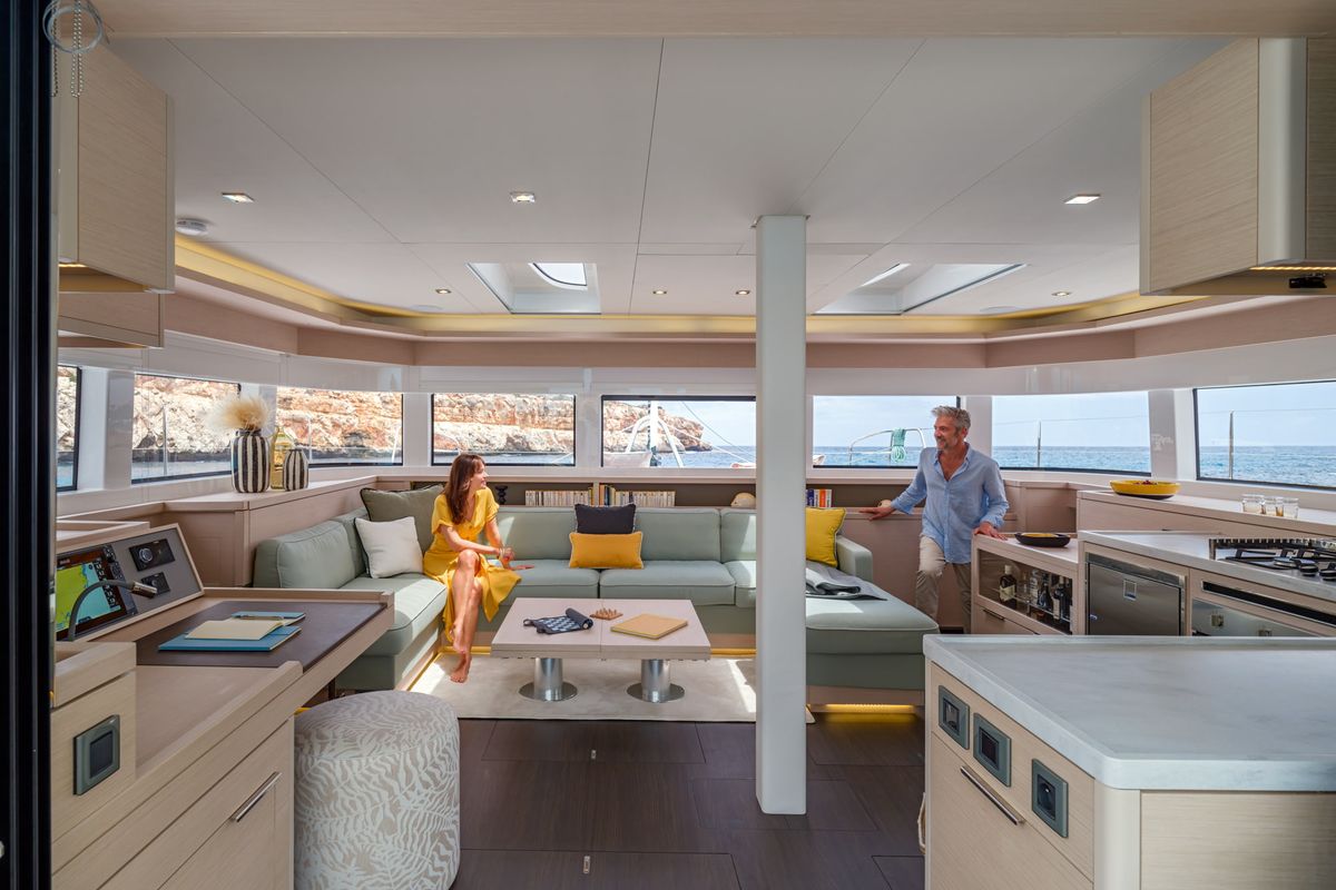 Salon of SMILEY, a Lagoon 55 catamaran at Le Gosier, France