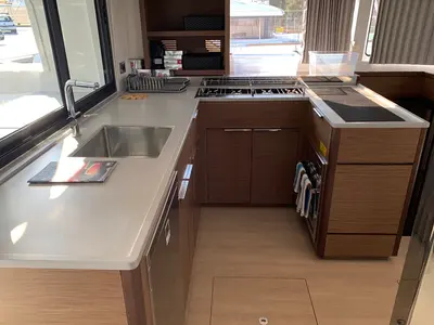 Galley of Diamond Seas, a Lagoon 46 catamaran at Athens, Greece