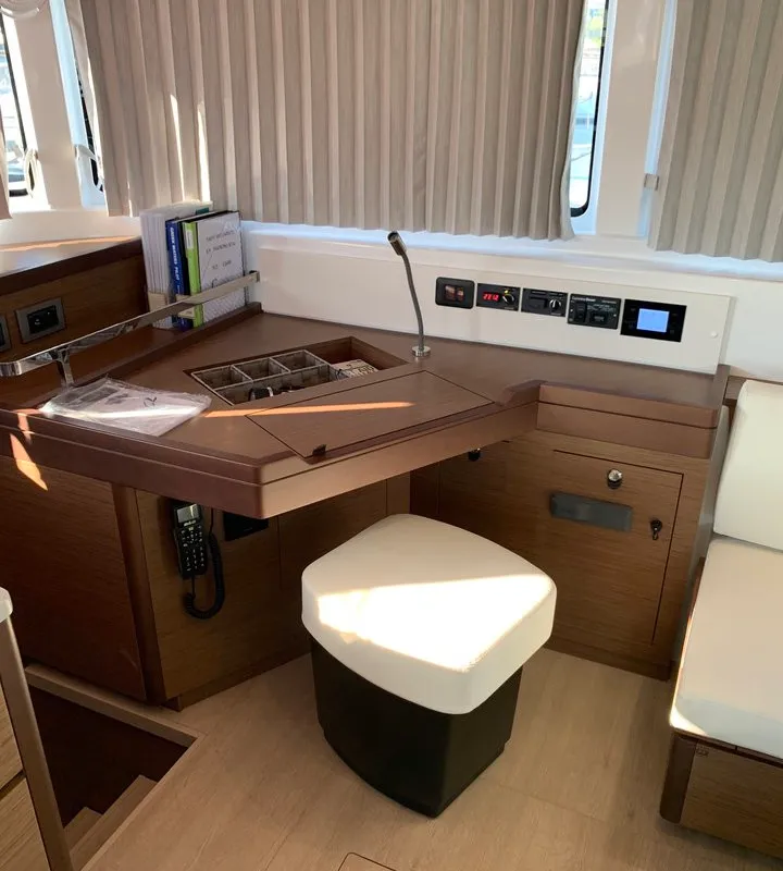 Salon of Diamond Seas, a Lagoon 46 catamaran at Athens, Greece