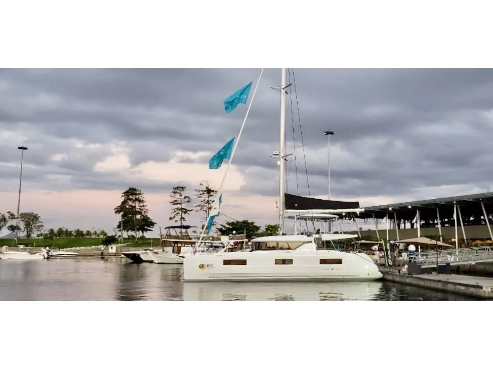 Exterior view of BYC PARATY , a Lagoon 46 catamaran at Angra dos Reis, Brazil