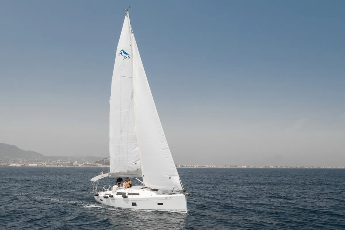 Exterior view of Lady Marga, a Hanse Yachts Hanse 388 sailboat at Dénia, Spain