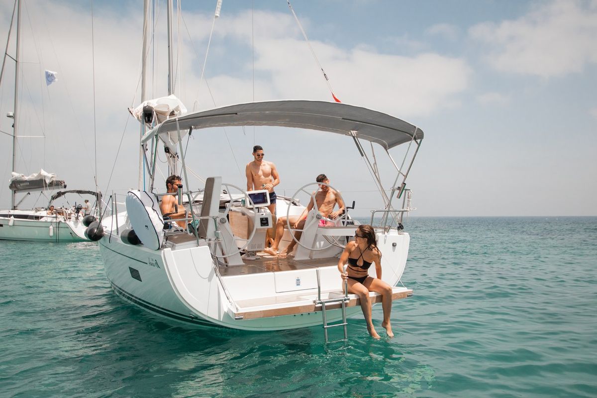 Deck of Lady Marga, a Hanse Yachts Hanse 388 sailboat at Dénia, Spain