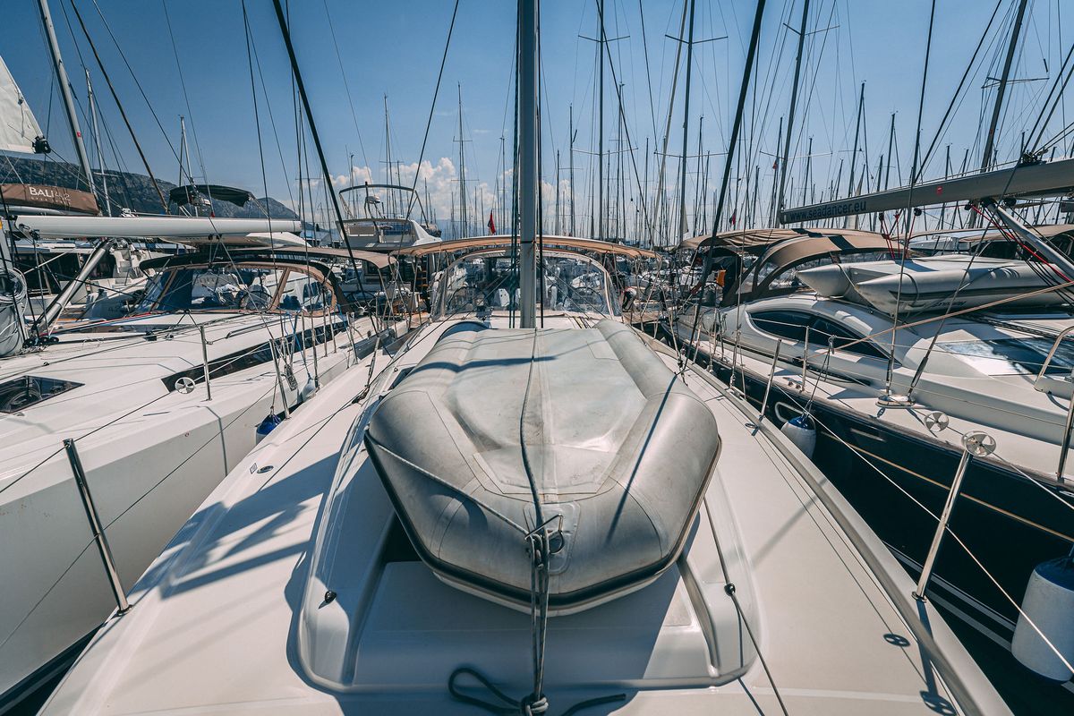 Deck of Mikkamakka, a Jeanneau Sun Odyssey 440 sailboat at Grad Kaštela, Croatia