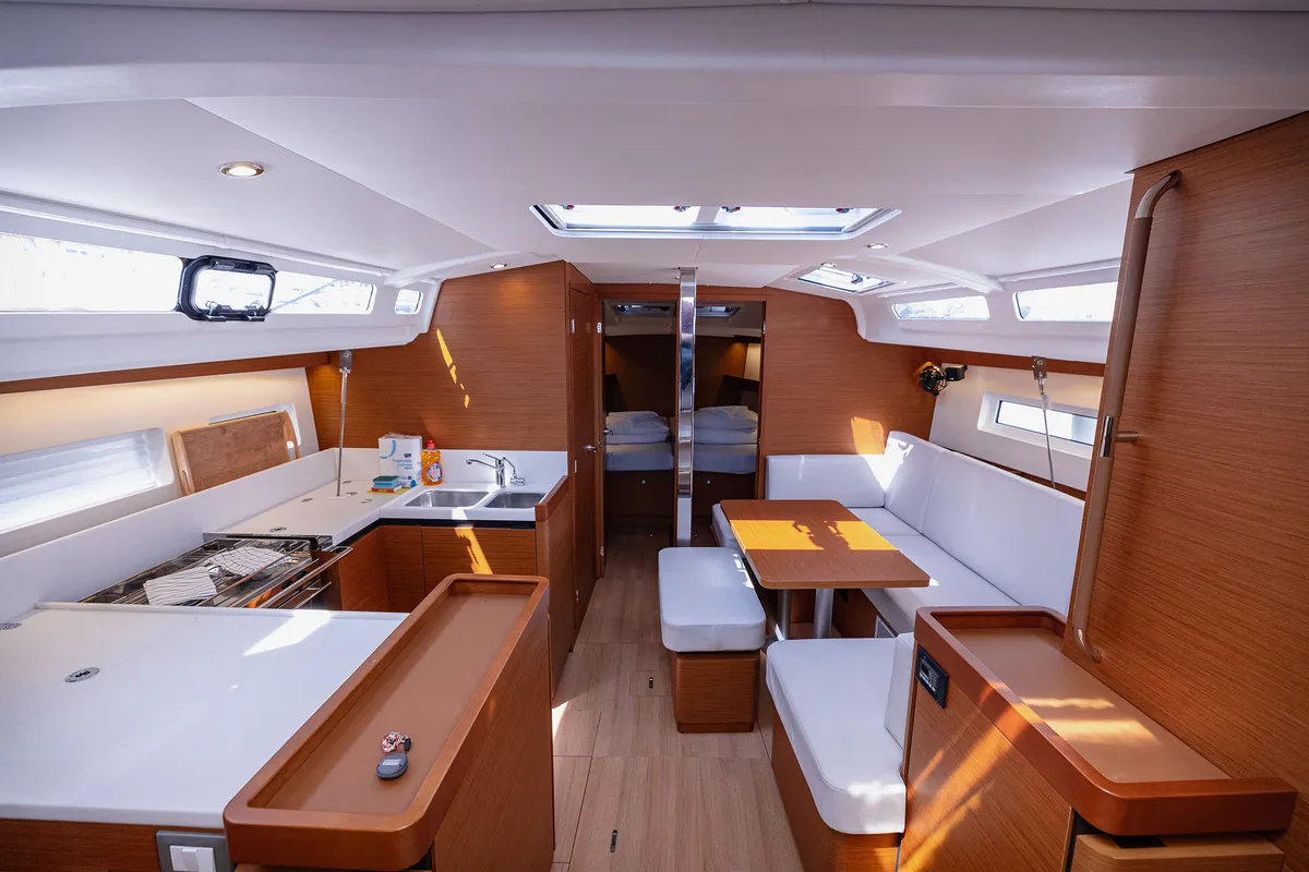 Galley of Mikkamakka, a Jeanneau Sun Odyssey 440 sailboat at Grad Kaštela, Croatia