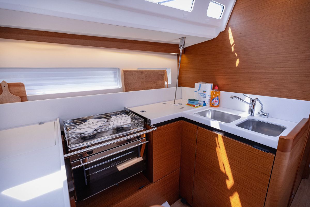 Galley of Mikkamakka, a Jeanneau Sun Odyssey 440 sailboat at Grad Kaštela, Croatia