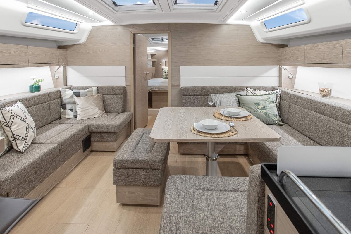 Salon of Deep Sea, a Hanse Yachts Hanse 458 sailboat at Grad Šibenik, Croatia