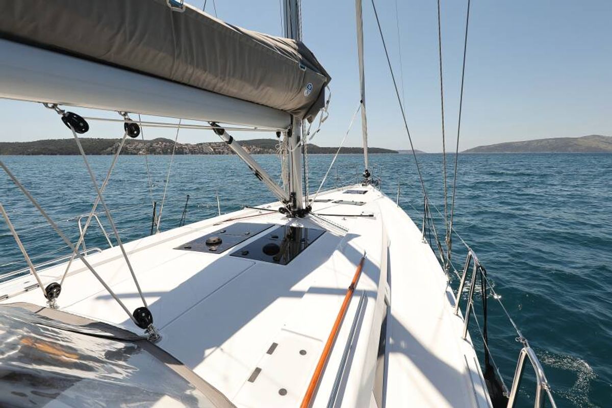 Deck of Deep Sea, a Hanse Yachts Hanse 458 sailboat at Grad Šibenik, Croatia