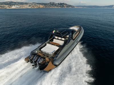 Nautilus 01, a Salpa Soleil 52 motorboat at Terracina, Italy