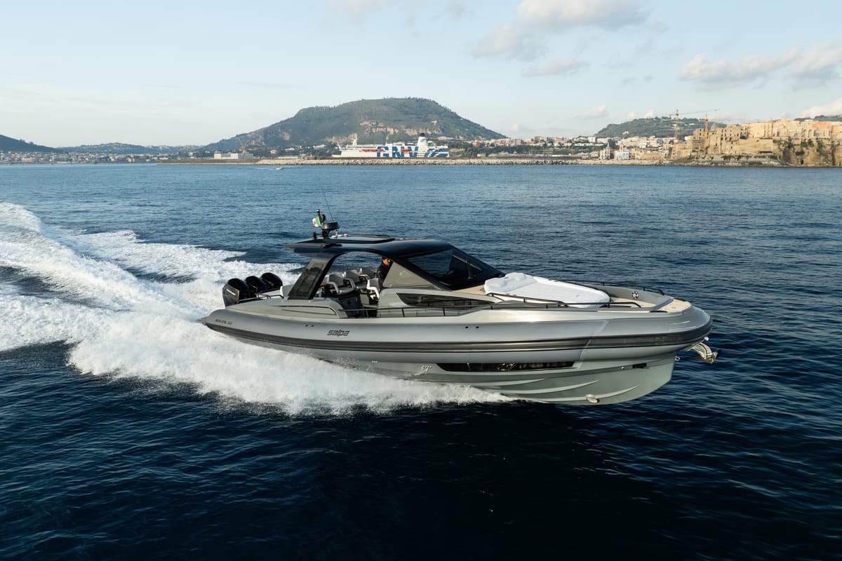 Nautilus 01, a Salpa Soleil 52 motorboat at Terracina, Italy