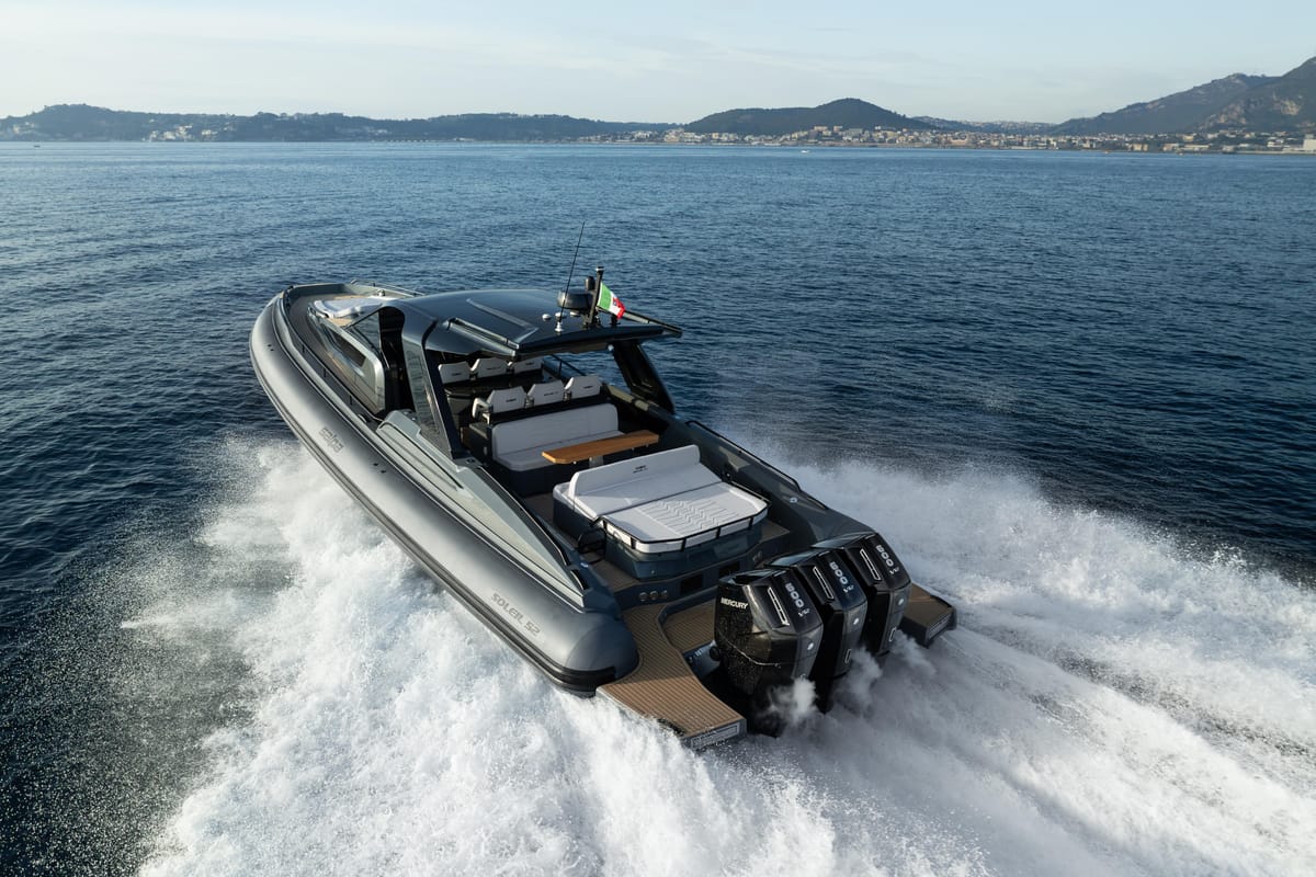 Nautilus 01, a Salpa Soleil 52 motorboat at Terracina, Italy