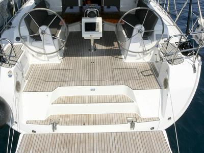 Cockpit of Galaxy, a Bavaria Cruiser 46 sailboat at Flensburg, Germany