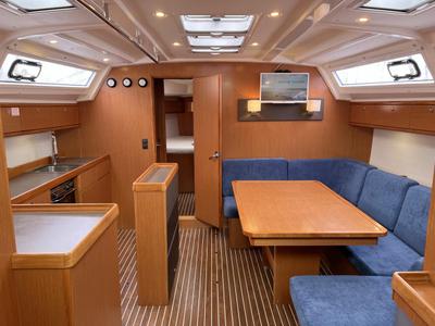 Salon of Galaxy, a Bavaria Cruiser 46 sailboat at Flensburg, Germany