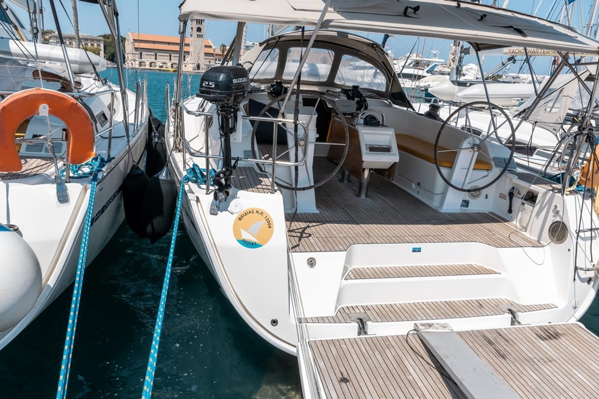 Fedias, a Bavaria Cruiser 46 sailboat at Municipal Unit of Rhodes, Greece