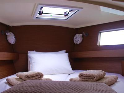 Cabin on Diamanti I, a Beneteau Oceanis 41.1 sailboat at Skiathos, Greece