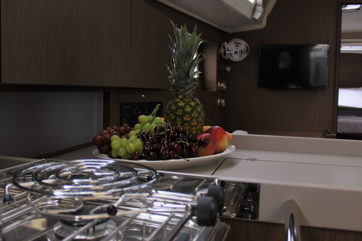 Galley of Diamanti I, a Beneteau Oceanis 41.1 sailboat at Skiathos, Greece