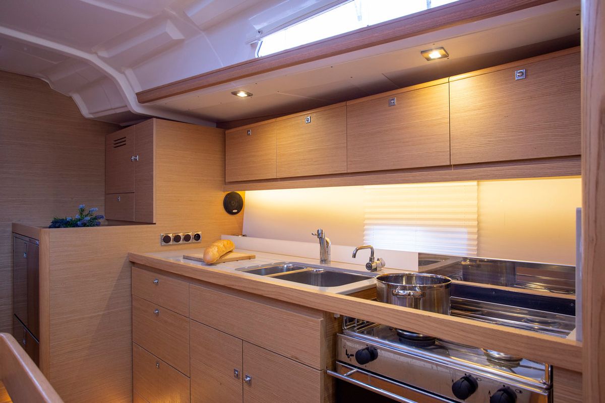 Galley of Sea Cloud 1, a Dufour 430 GL sailboat at Grad Pula, Croatia