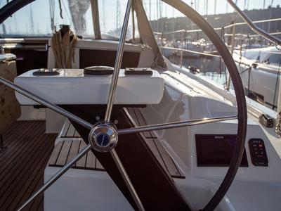 Cockpit of Sea Cloud 1, a Dufour 430 GL sailboat at Grad Pula, Croatia