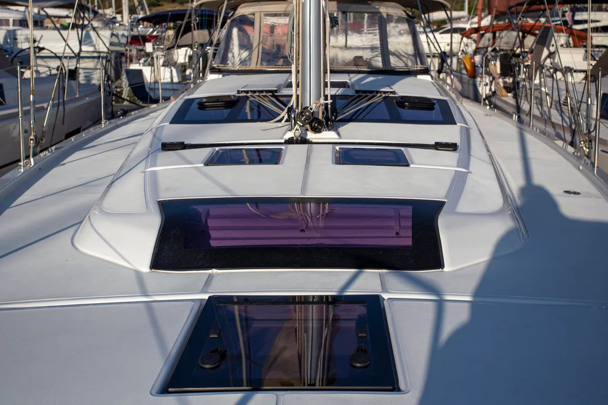 Deck of Sea Cloud 1, a Dufour 430 GL sailboat at Grad Pula, Croatia
