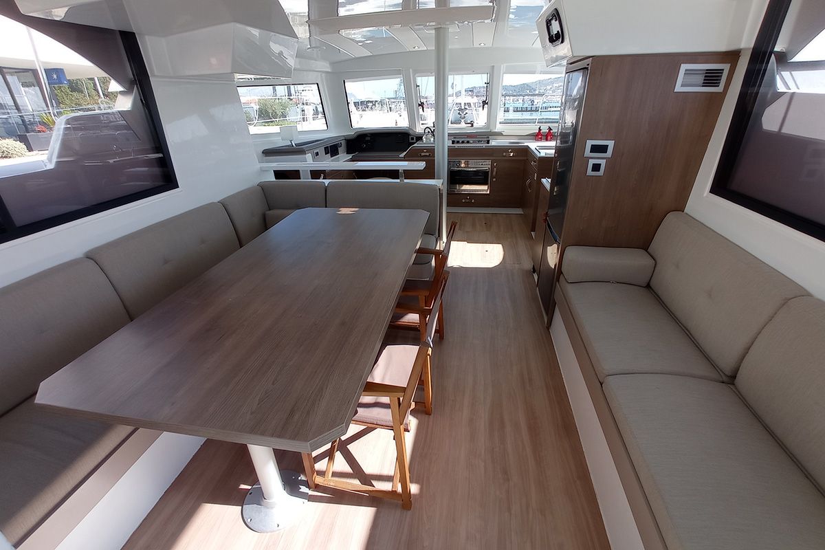 Salon of Sailin, a Bali Catspace catamaran at Seget Donji, Croatia