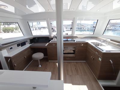 Galley of Sailin, a Bali Catspace catamaran at Seget Donji, Croatia
