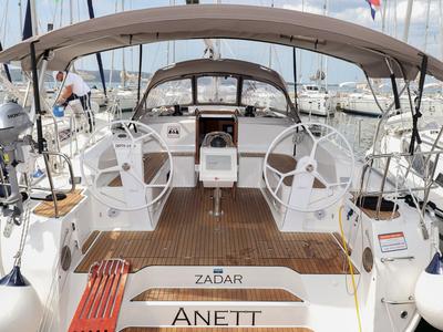 Cockpit of Anett, a Bavaria Cruiser 46 sailboat at Grad Biograd na Moru, Croatia