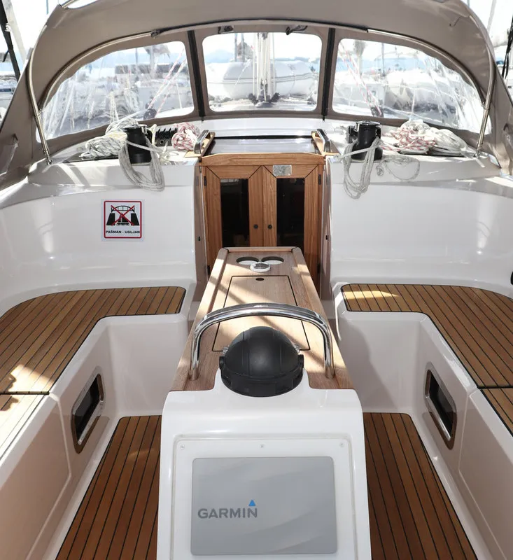 Cockpit of Anett, a Bavaria Cruiser 46 sailboat at Grad Biograd na Moru, Croatia