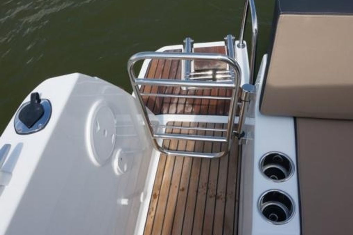 Deck of MF 895, a Jeanneau Merry Fisher 895 motorboat at Punat, Croatia