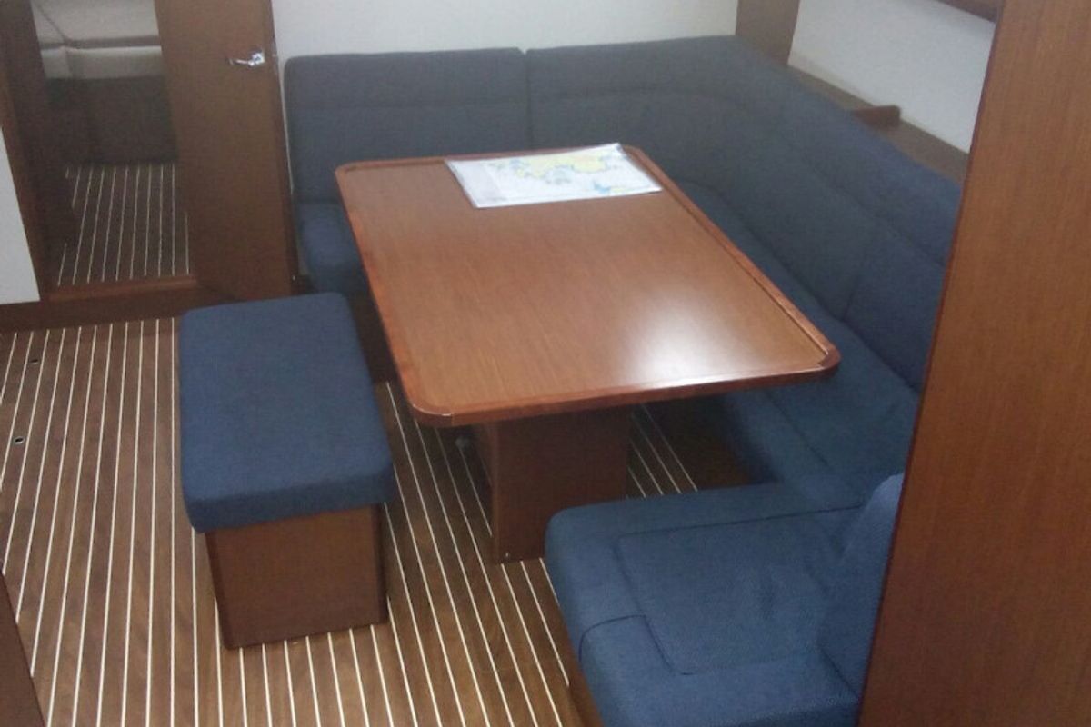 Salon of Elisa, a Bavaria Cruiser 46 sailboat at Palermo, Italy