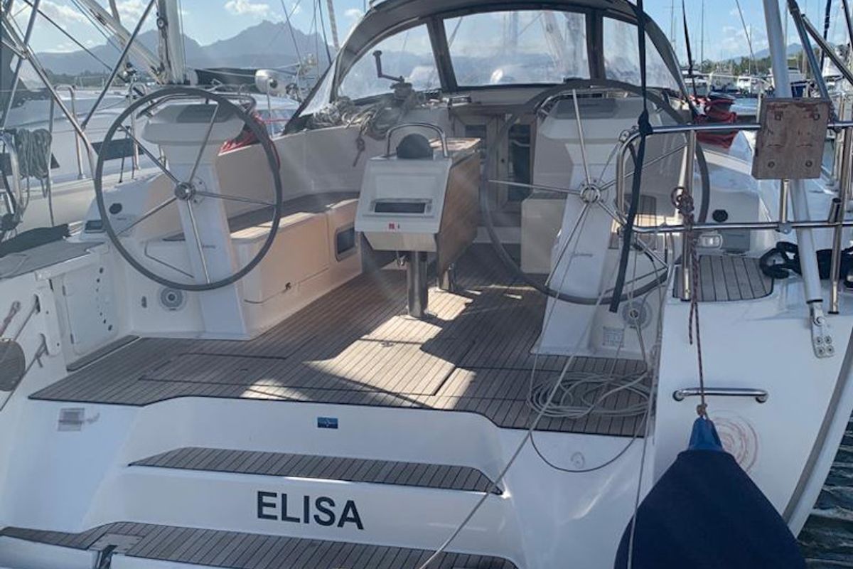 Cockpit of Elisa, a Bavaria Cruiser 46 sailboat at Palermo, Italy