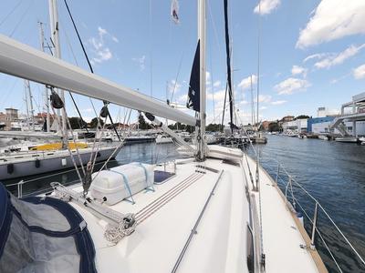 Deck of SHH-BAV50, a Bavaria Cruiser 50 sailboat at Volos Municipality, Greece