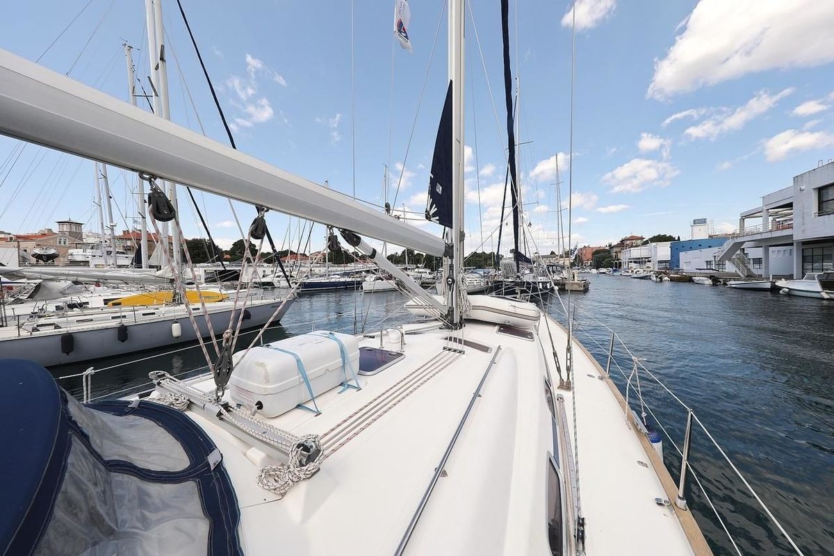 Deck of SHH-BAV50, a Bavaria Cruiser 50 sailboat at Volos Municipality, Greece