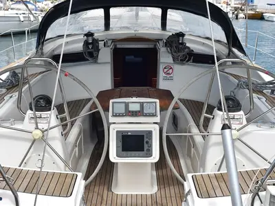 Cockpit of SHH-BAV50, a Bavaria Cruiser 50 sailboat at Volos Municipality, Greece