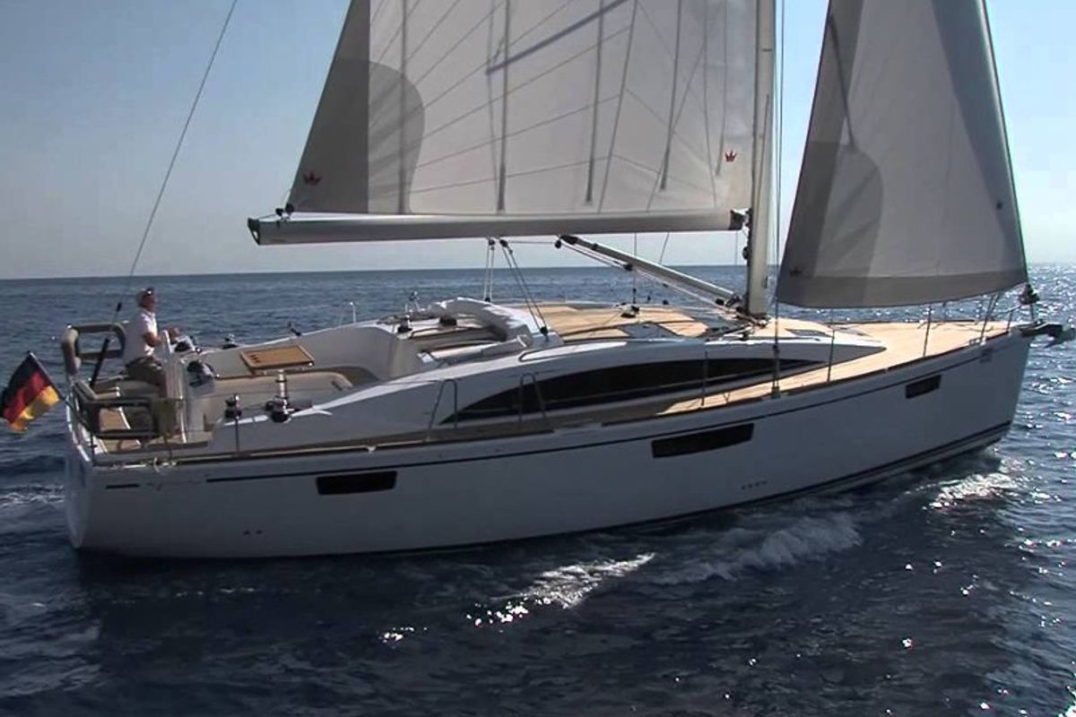 Exterior view of Andiamo, a Bavaria 42 sailboat at Fethiye, Turkey