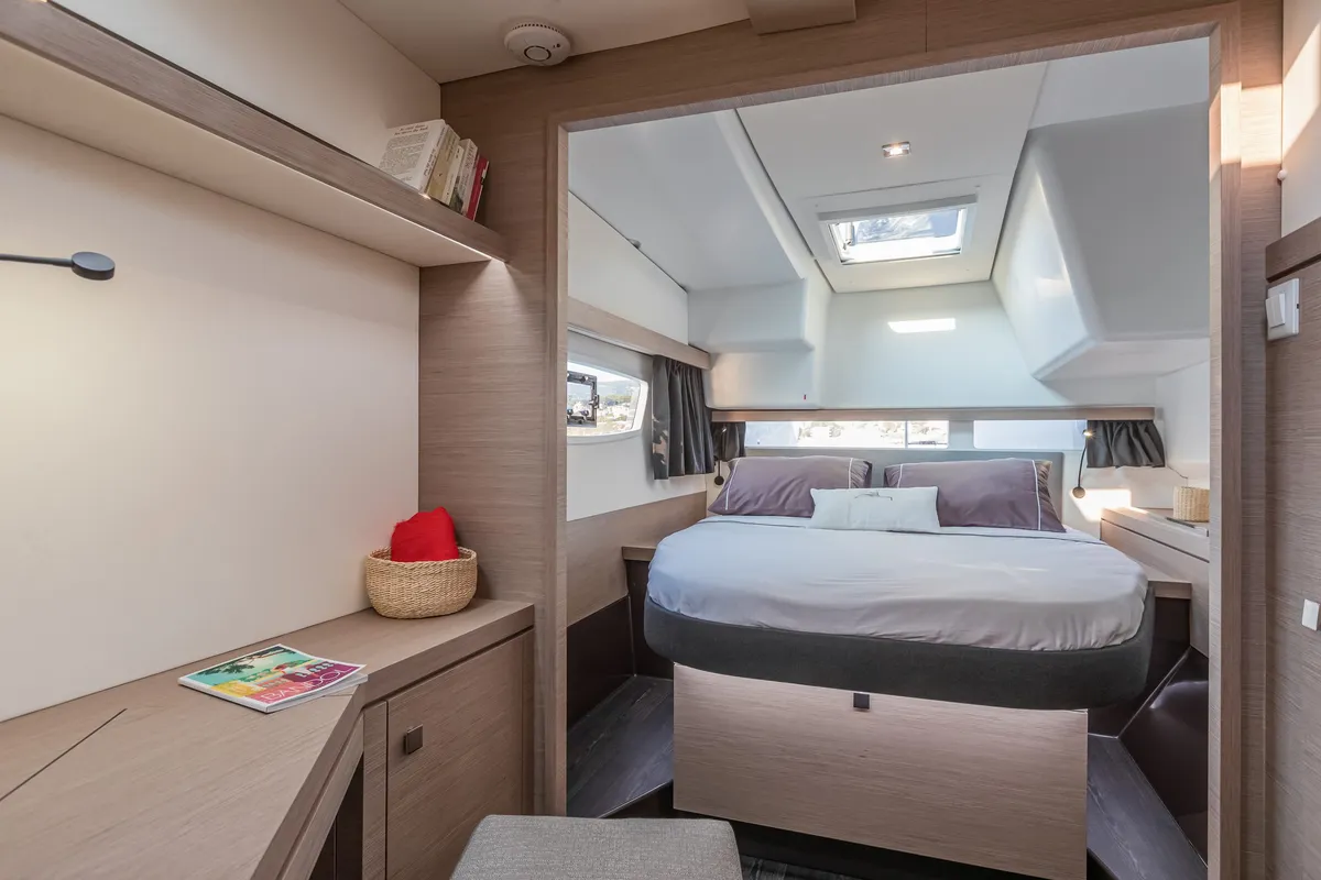 Cabin on Anasa, a Fountaine Pajot Isla 40 catamaran at Kavala, Greece