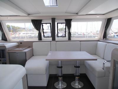 Salon of Anasa, a Fountaine Pajot Isla 40 catamaran at Kavala, Greece