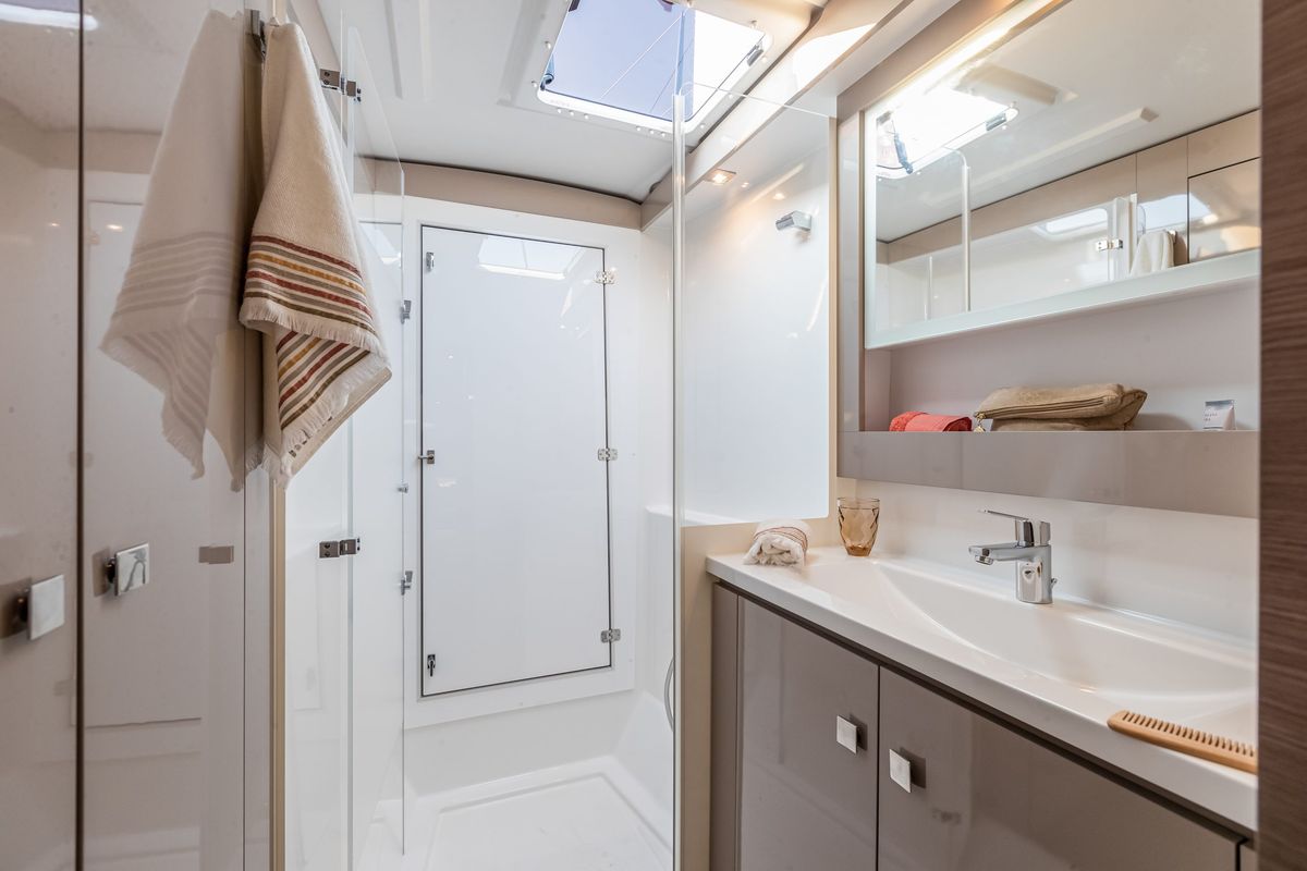 Head on Anasa, a Fountaine Pajot Isla 40 catamaran at Kavala, Greece