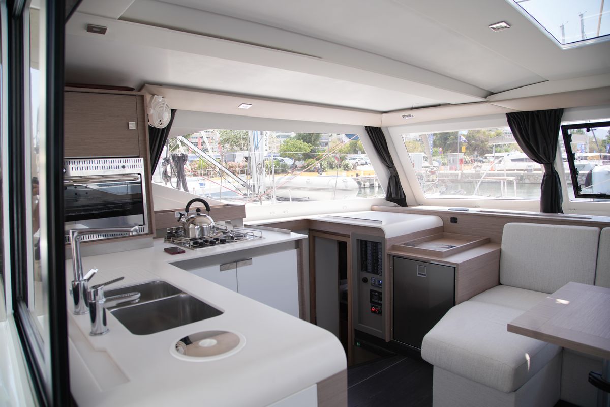 Galley of Anasa, a Fountaine Pajot Isla 40 catamaran at Kavala, Greece