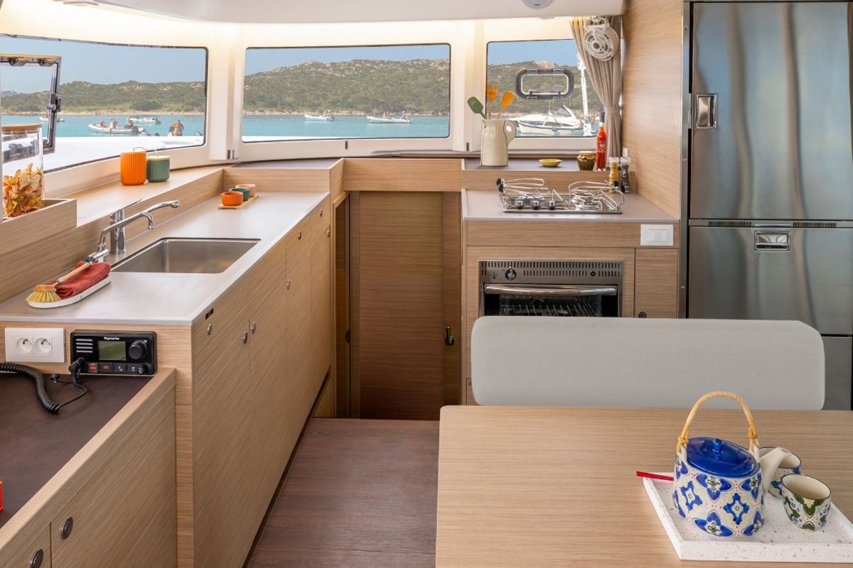 Galley of Blue Horizon, a Lagoon 38 catamaran at Grad Kaštela, Croatia
