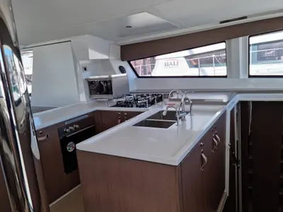 Galley of North Star, a Bali 5.4 catamaran at Olbia, Italy