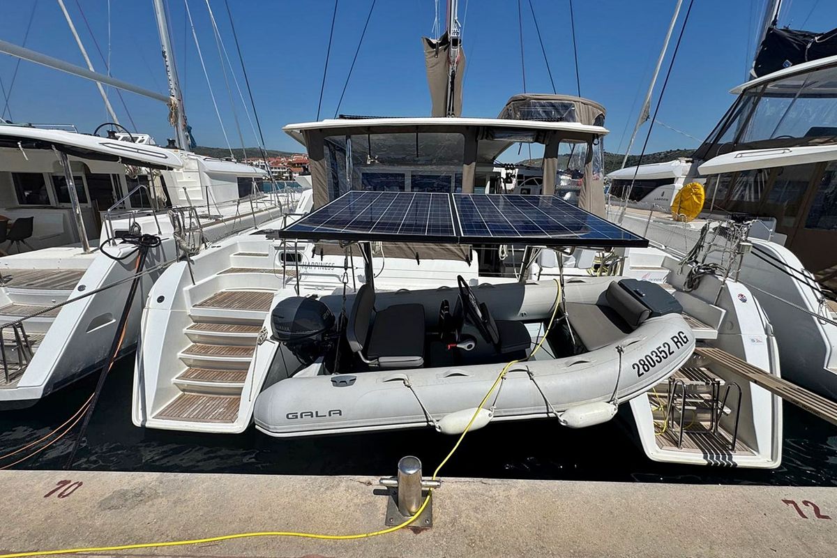 Exterior view of Happiness, a Lagoon 421 catamaran at Općina Rogoznica, Croatia