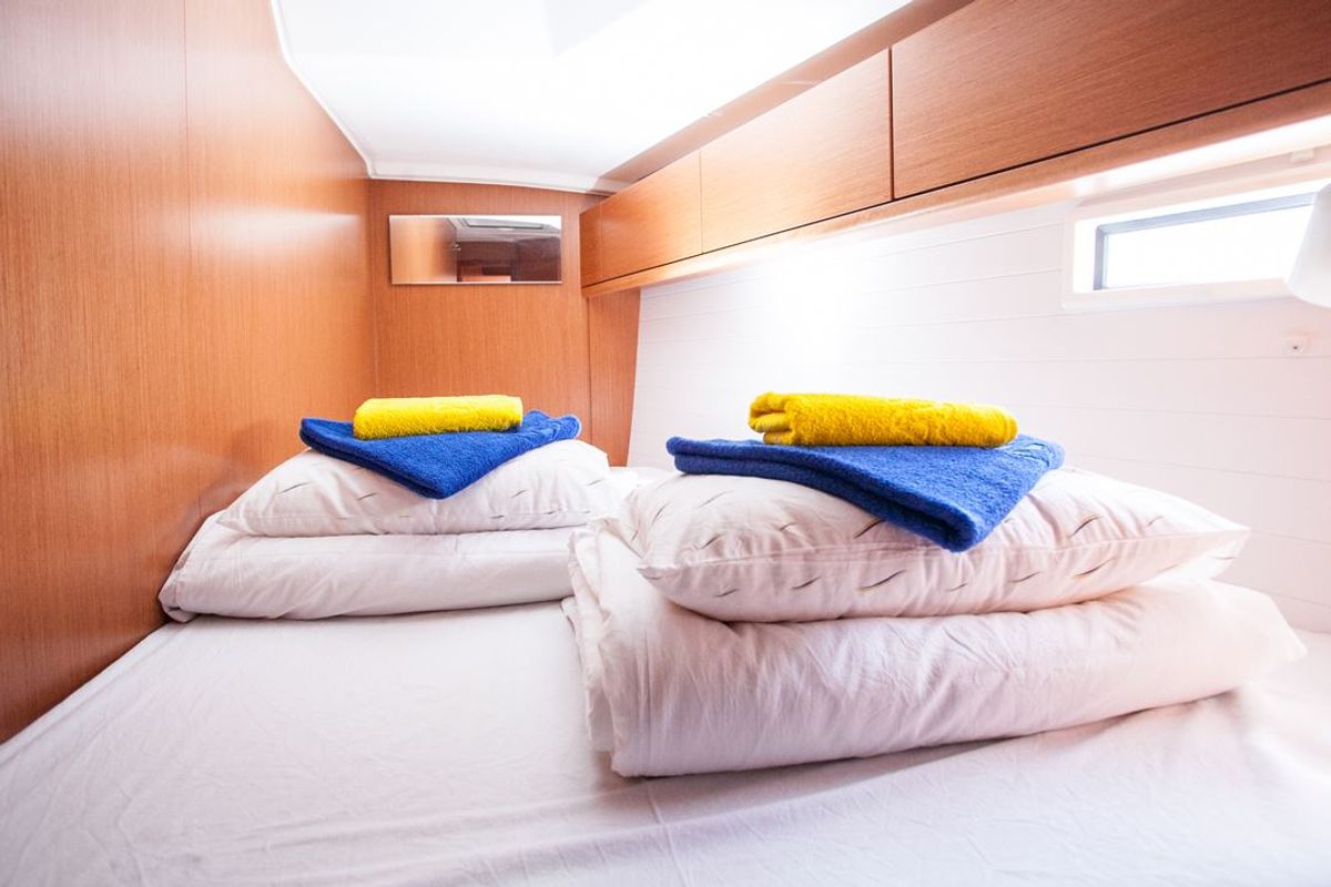 Cabin on Set Point, a Bavaria Cruiser 46 sailboat at Split, Croatia