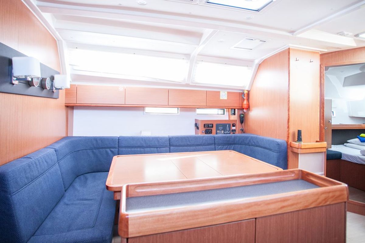 Salon of Set Point, a Bavaria Cruiser 46 sailboat at Split, Croatia