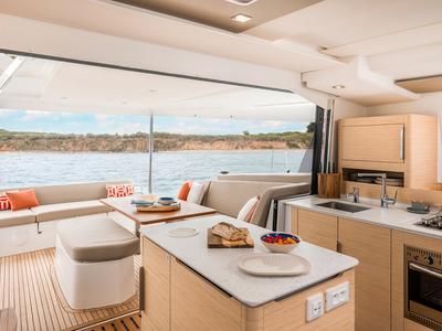 Galley of Barbara, a Fountaine Pajot FP 41 Quatuor 4 catamaran at Vallauris, France