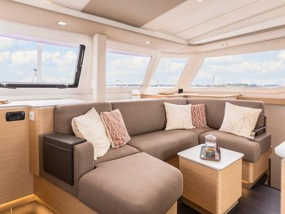 Salon of Barbara, a Fountaine Pajot FP 41 Quatuor 4 catamaran at Vallauris, France