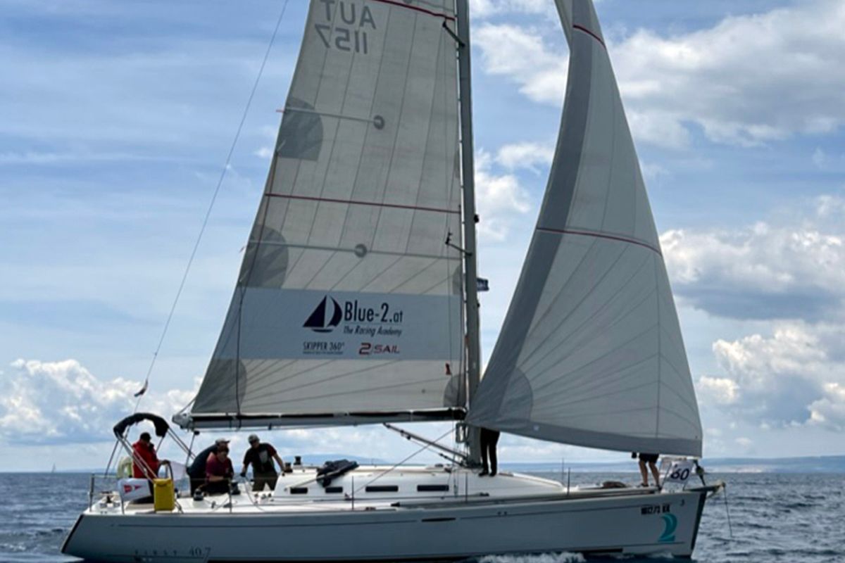 Exterior view of Kodo, a Beneteau First 40.7 sailboat at Punat, Croatia