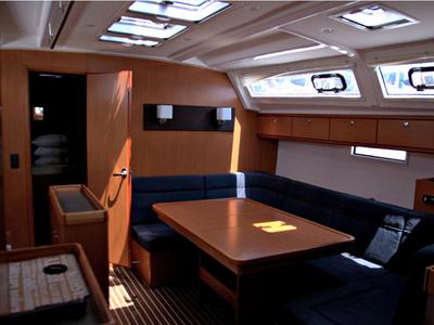 Salon of Lenco, a Bavaria Cruiser 46 sailboat at Kontokali, Greece