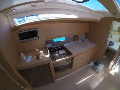 Galley of Emerald, a Dufour 390 Grand Large sailboat at Gouvia, Greece