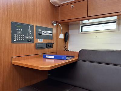 Cockpit of Finny Ocean, a Bavaria Cruiser 37 sailboat at Heiligenhafen, Germany
